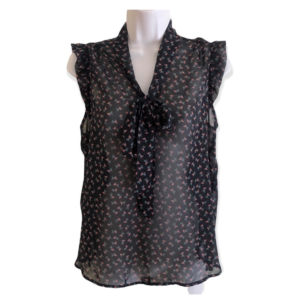 Forever 21 sleeveless black blouse with floral print, small